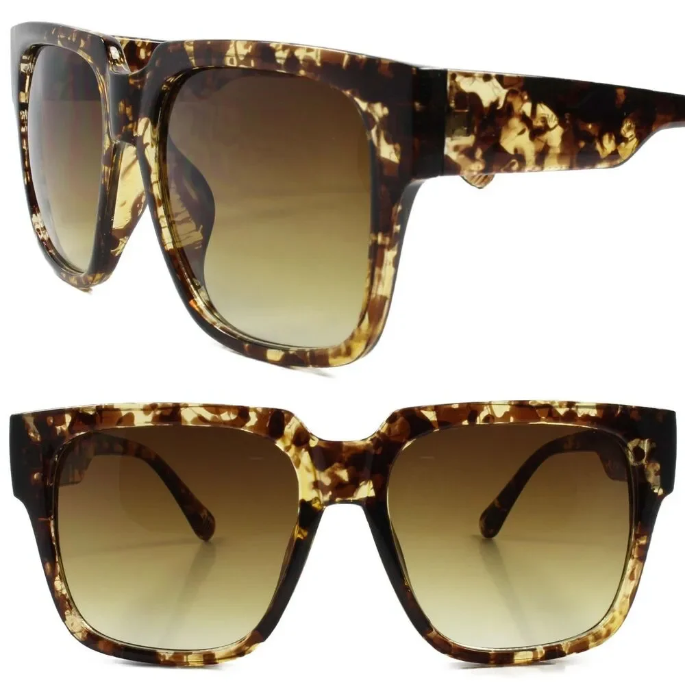 Oversized Classic Vintage Hip Hop Rapper Style Sun Glasses Thick Tortoise Frame